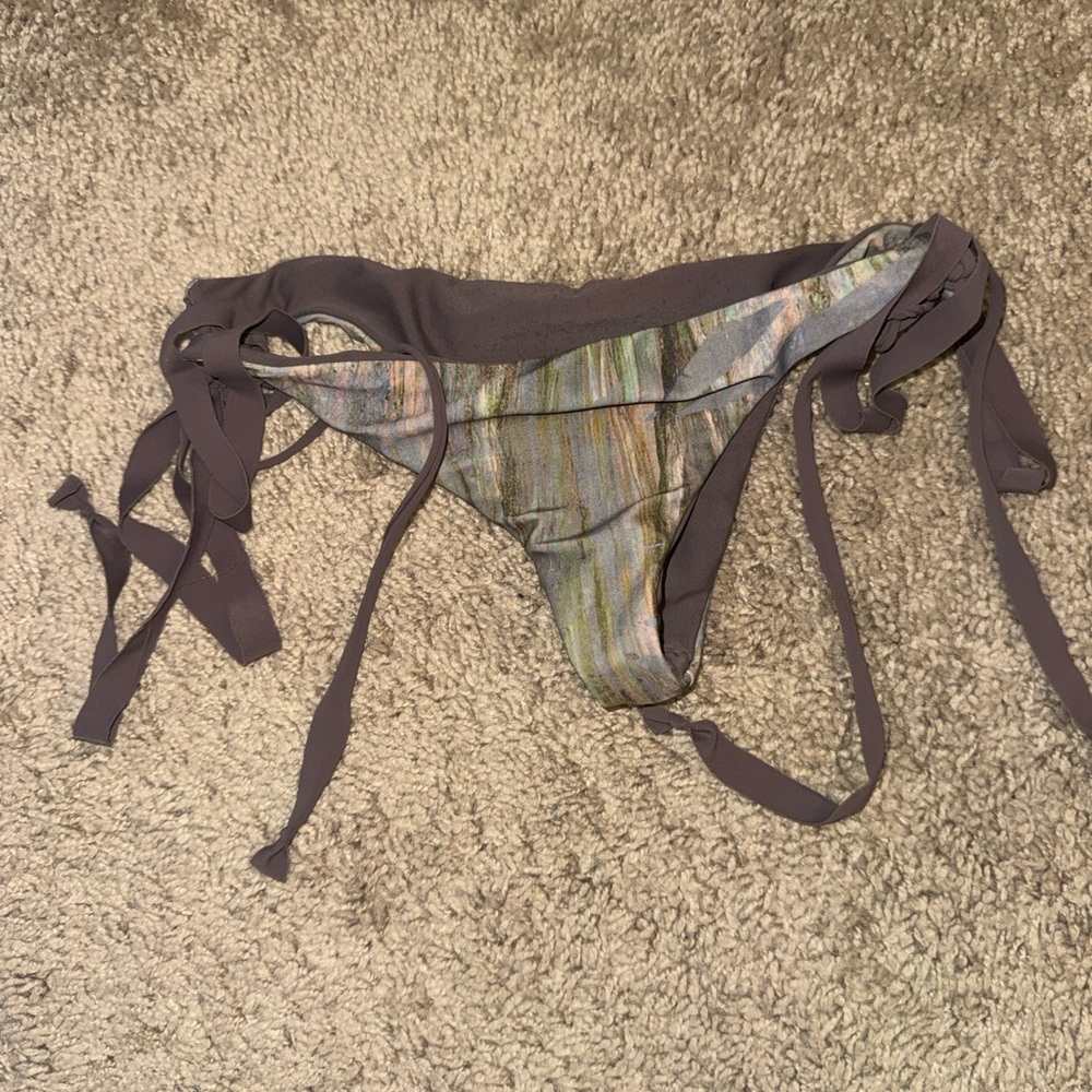 Tie-Side Bikini Bottom in Olive Multi-Stripe